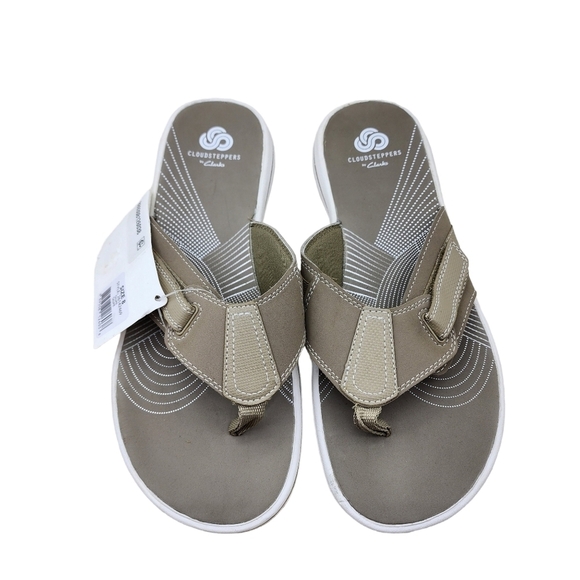 Clarks Women's Taupe Brinkley Bree Flip-Flops Sandals - 8M - Picture 2 of 9